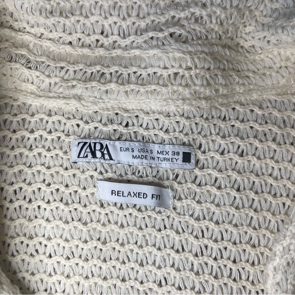 Zara Cream Textured Button Down Shirt - Picture 4 of 6